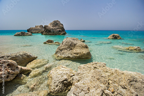 Kavalikefta Beach, Lefkada Island, Greece. Beautiful turquoise water of Kavalikefta Beach on the island of Lefkada in Greece  photo