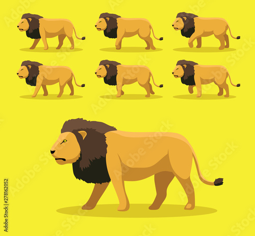 Lion Male Walking Animation Sequence Cartoon Vector