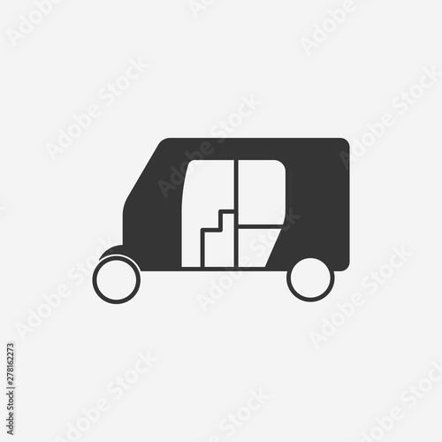 Auto rickshaw icon, Indian rickshaw, tuk tuk icon. New trendy vector illustration symbol.