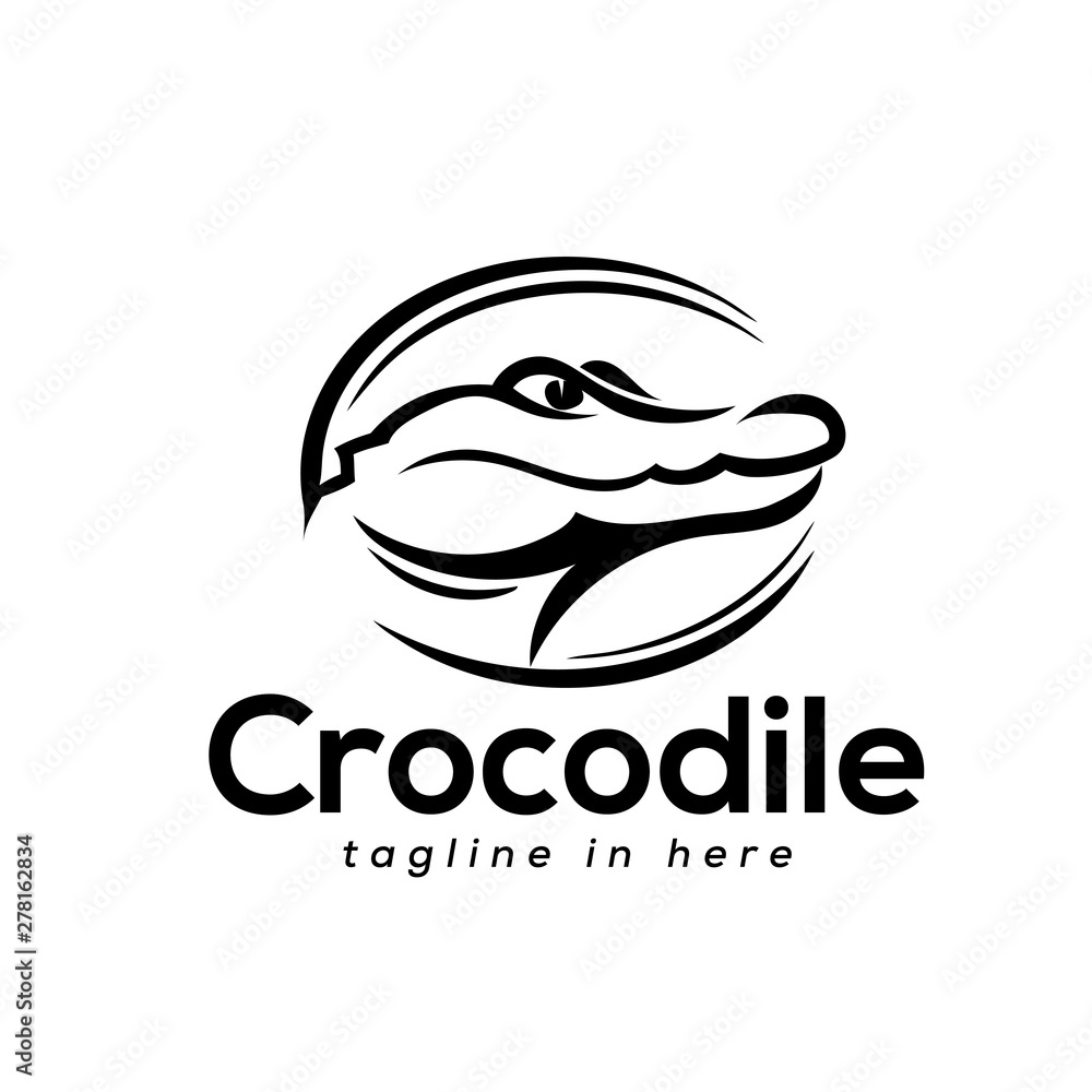 Circle crocodile drawing art logo design inspiration Circle crocodile drawing art logo design inspiration