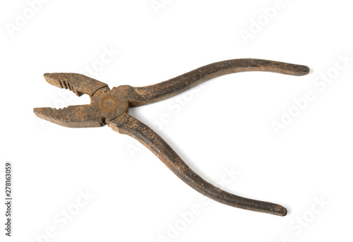 Old metall rusty pliers