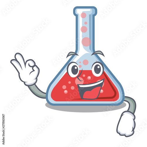 Okay erlenmeyer flask in the character shape