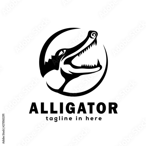 Circle aggressive crocodile logo design inspiration