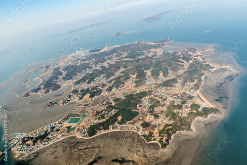 Photography Aerial view of Yeongheung Island, in the Yellow Sea, within the municipal borders of Incheon metropolitan city,South Korea