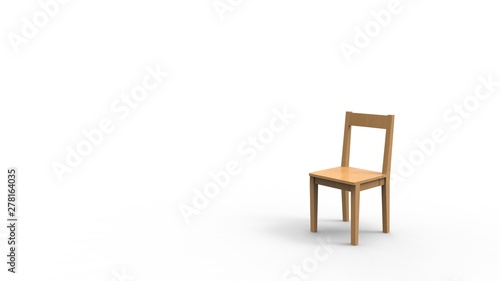 3d rendering of a wooden chair isolated in studio background