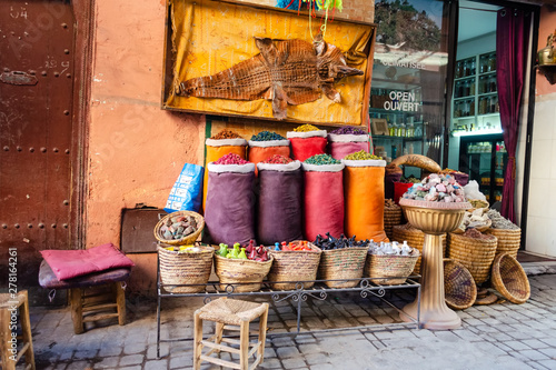 Shop with different spices. Morocco. Marrakesh. Travels. photo