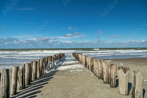 Domburg - View to Beachat a cold day with rough Wind  Netherlands