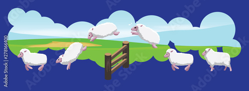 Sheep Jumping Fences Animation Sequence Cartoon Vector