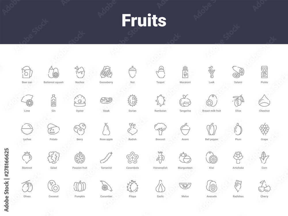 fruits outline icons