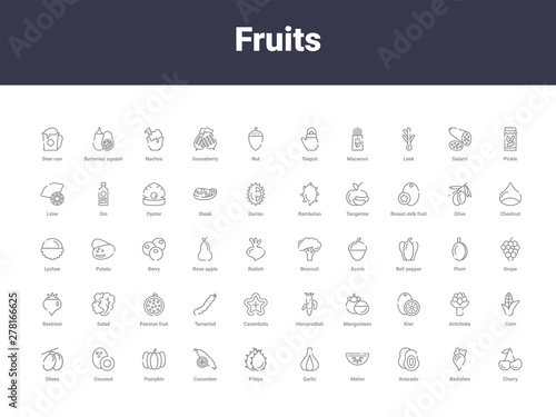 fruits outline icons