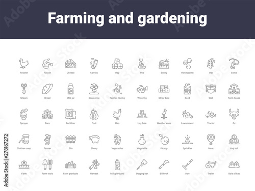 farming and gardening outline icons