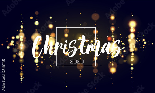 Bokeh sparkle Christmas 2020 background. Glitter lights luxury glamor background. Abstract defocused circular party magic christmas lights. New year glamorous elegant, shiny background. EPS 10.