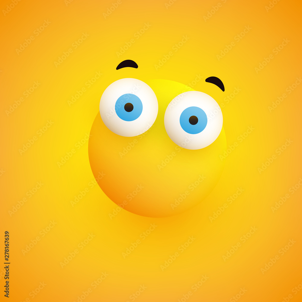 Emoji without Mouth - Simple Funny Emoticon with Pop Out Eyes on Yellow  Background - Vector Design Stock Vector | Adobe Stock