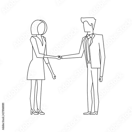 executive business finance coworkers cartoon in black and white