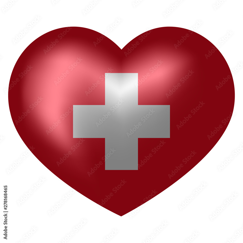 Flag of Switzerland in heart shape. 3d vector illustration. Flag of Switzerland in heart shape. 3d vector illustration.
