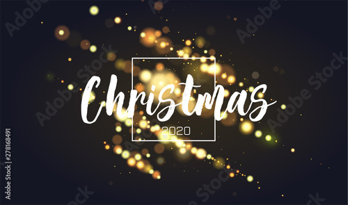 Bokeh sparkle Christmas 2020 background. Glitter lights luxury glamor background. Abstract defocused circular party magic christmas lights. New year glamorous elegant, shiny background. EPS 10.