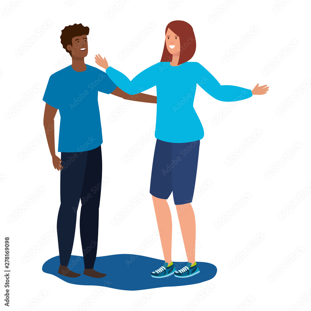 interracial lovers couple celebrating characters interracial lovers couple celebrating characters