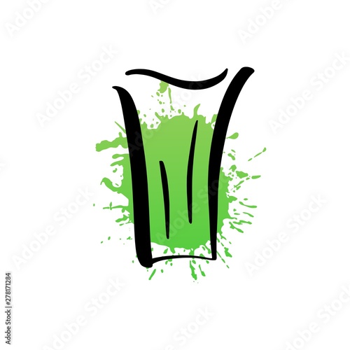 Vector hand sketched glass of Mojito cocktail or lemonade. Modern illustration of summer traditional drink cocktail with decor element. Hand drawn poster with alcohol drink for bar, menu, party.