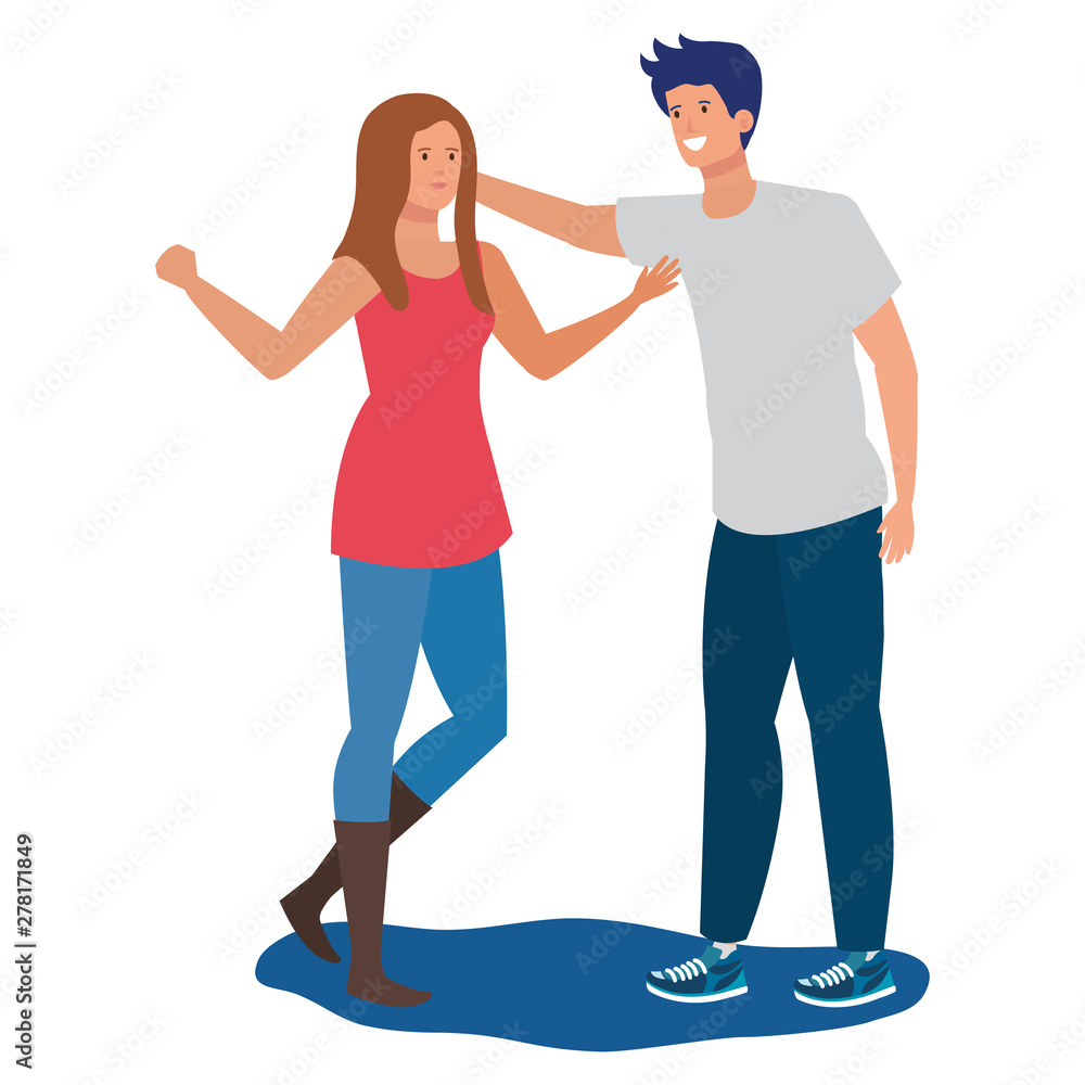 young lovers couple avatars characters young lovers couple avatars characters