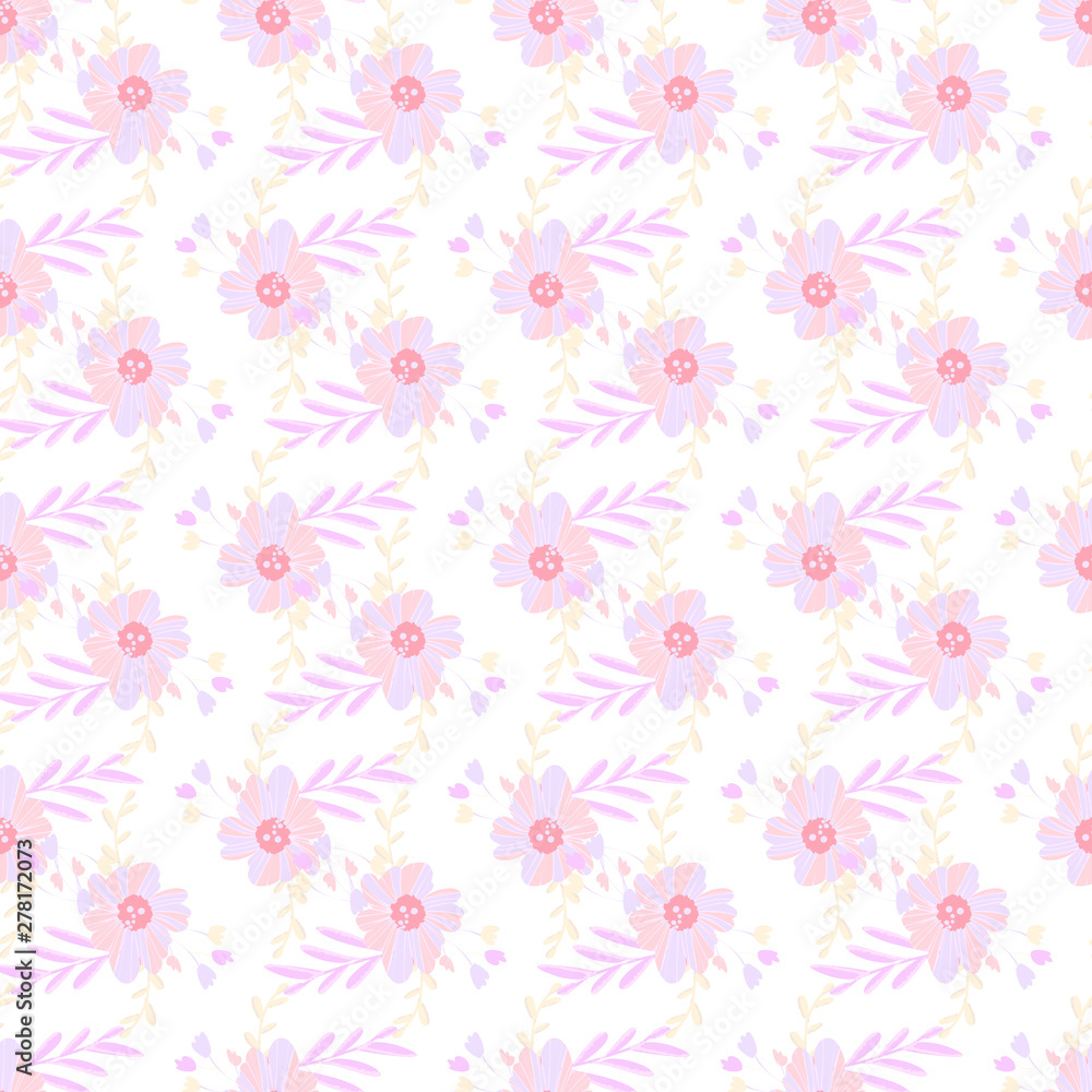 Abstract flowers seamless pattern for fabric design. Vector repeat illustrations. Romantic twig and flora seamless pattern.Botanical wallpaper. Element decorative floral. Abstract flowers seamless pattern for fabric design. Vector repeat illustrations. Romantic twig and flora seamless pattern.Botanical wallpaper. Element decorative floral.