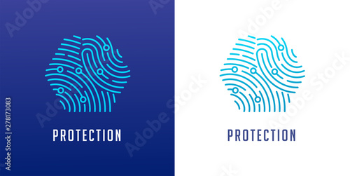 Fingerprint scan logo, privacy, cyber security ,identity information and network protection. Vector icon