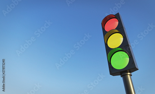 Traffic light with copy space. 3d rendering