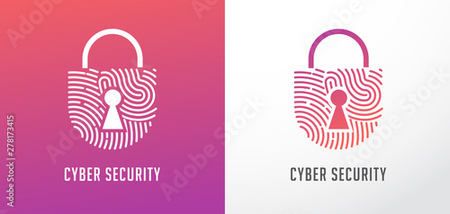 Fingerprint scan logo, privacy, lock icon, cyber security ,identity information and network protection. Vector icon