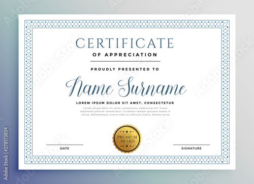 classic certificate award template design
