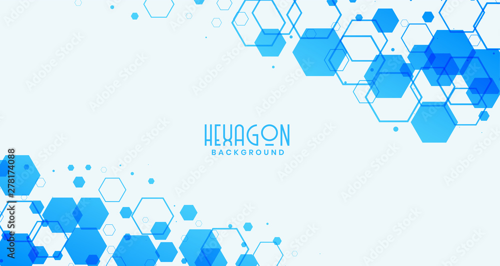 abstract white background with blue hexagonal shapes - obrazy, fototapety, plakaty 