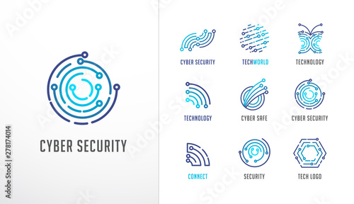 Collection of logos. Technology, biotechnology, high tech, fintech icons and symbols