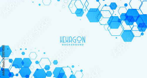 abstract white background with blue hexagonal shapes