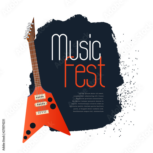 music fest concept background with electronic guitar