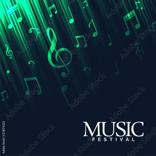 abstract music background with green neon lights