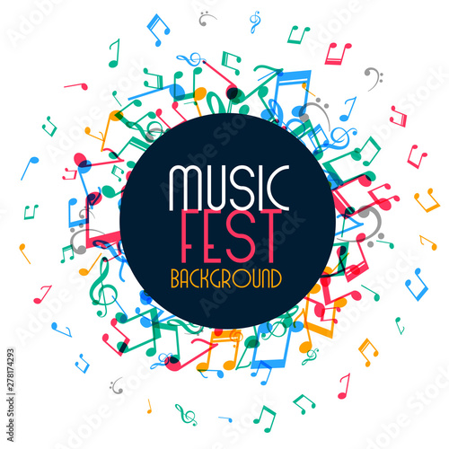 music poster design with colorful notes