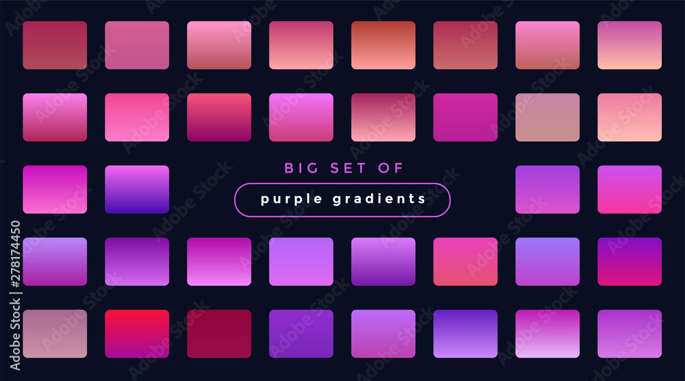vibrant set of purple and pink gradients
