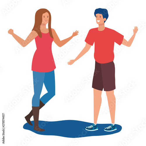 young lovers couple avatars characters