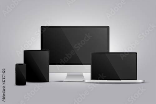 realistic display of monitor laptop tablet and smarphone