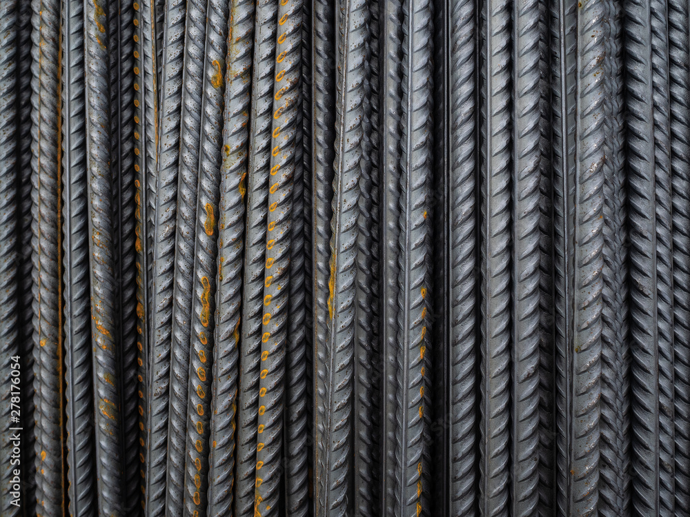 Many metal rods to strengthen the concrete. Rusty metal bars Many metal rods to strengthen the concrete. Rusty metal bars