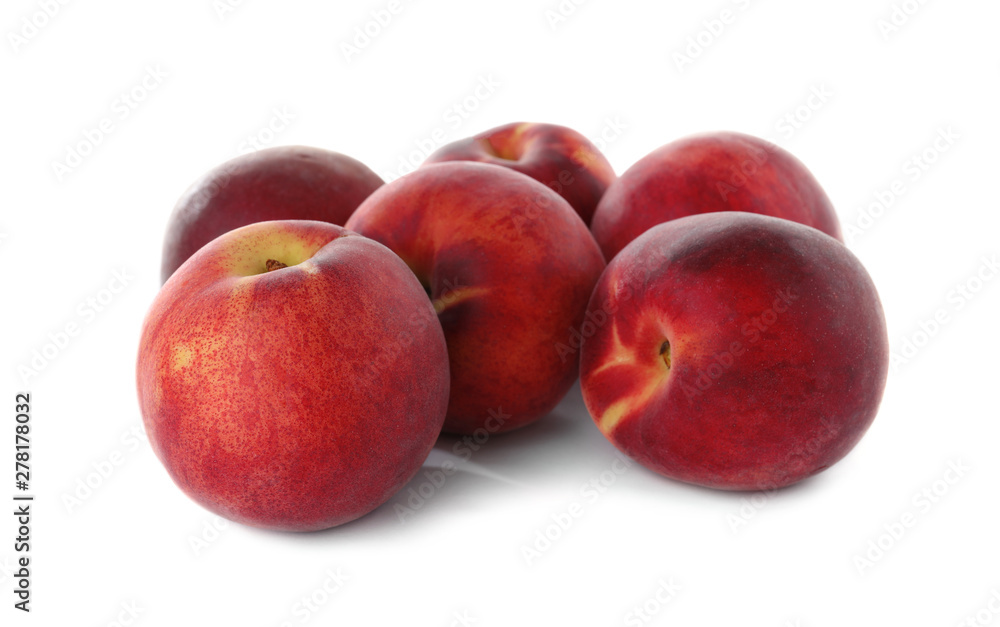 Delicious ripe sweet peaches isolated on white