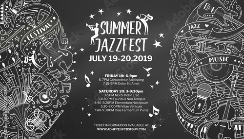 Summer jazz fest chalk outline template with text space