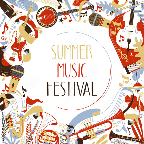 Summer music festival flat web banner template