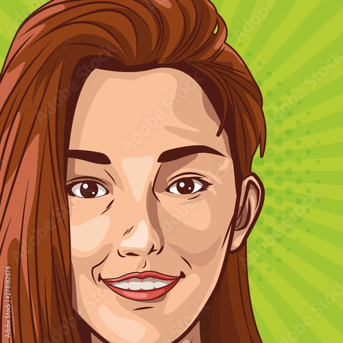 Pop art young woman cartoon
