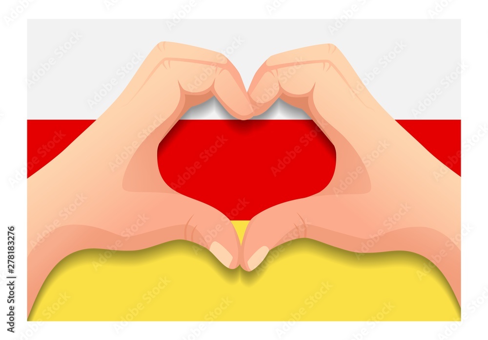 Fototapeta premium south ossetia flag and hand heart shape