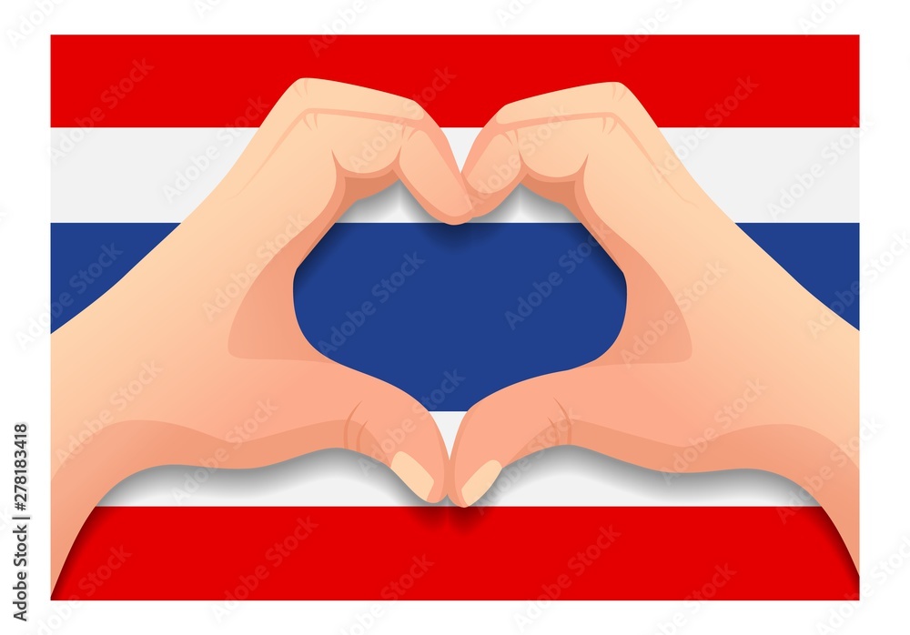 Fototapeta premium Thailand flag and hand heart shape