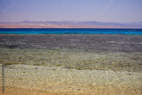Beautiful view of Red Sea and shoreline in Nuweiba  Egypt.