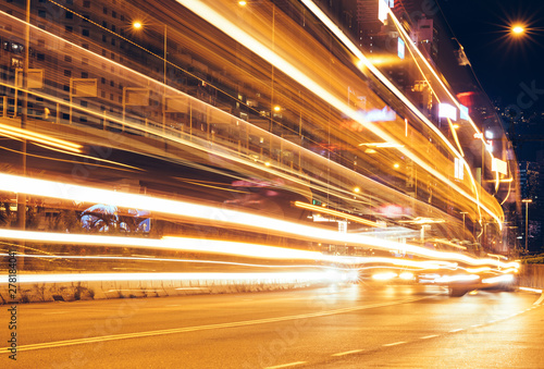 Traffic in Hong Kong at night