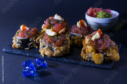 Maguro Maki Topping with Tuna Tatare. photo