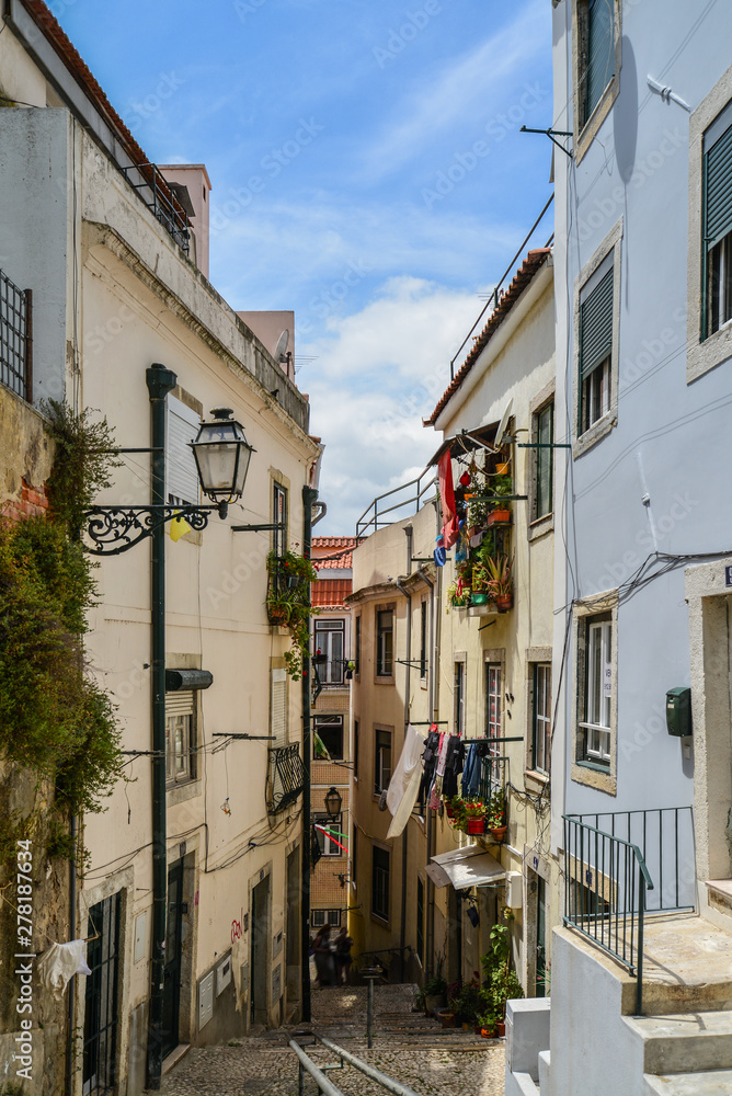 Traditional street with staircase in Alfama