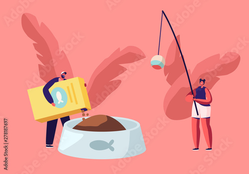 Tiny Male and Female Characters with Huge Accessories for Domestic Animal