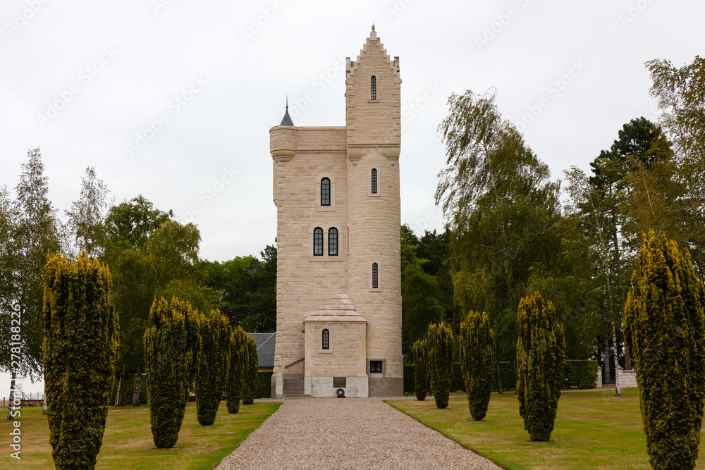 Ulster Tower, Thiepval, Somme, France. Northern Ireland's memorial for the men of the 36th (Ulster) Division of World War One.